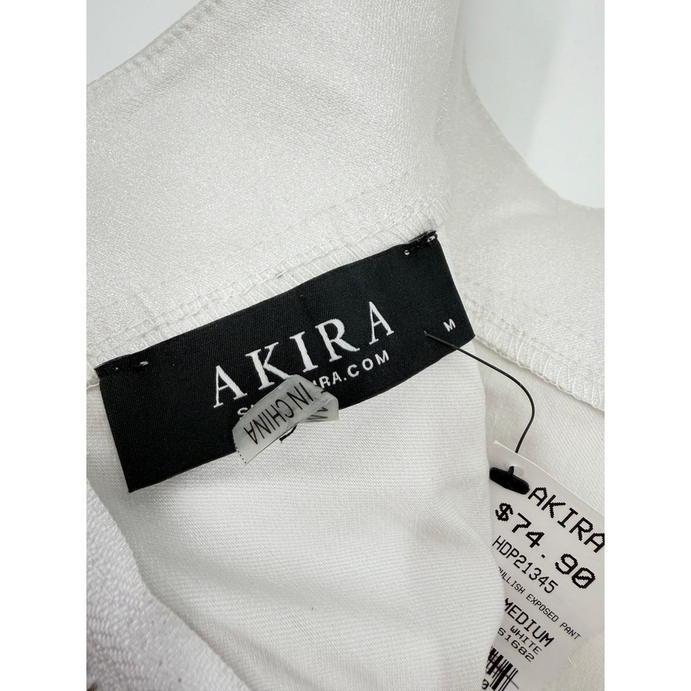 NEW Akira Hit With The Bullish Exposed Pant White Buckle Cut Out Y2K Rave Medium - Picture 4 of 10